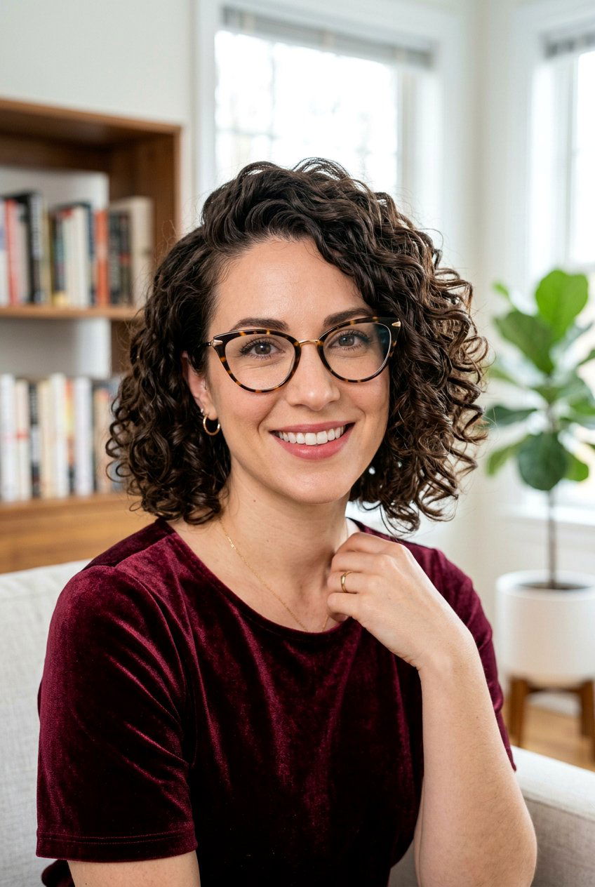 Side Parted Curly Bob - 20 curly hairstyles for women with glasses - 20 curly hairstyles for women with glasses