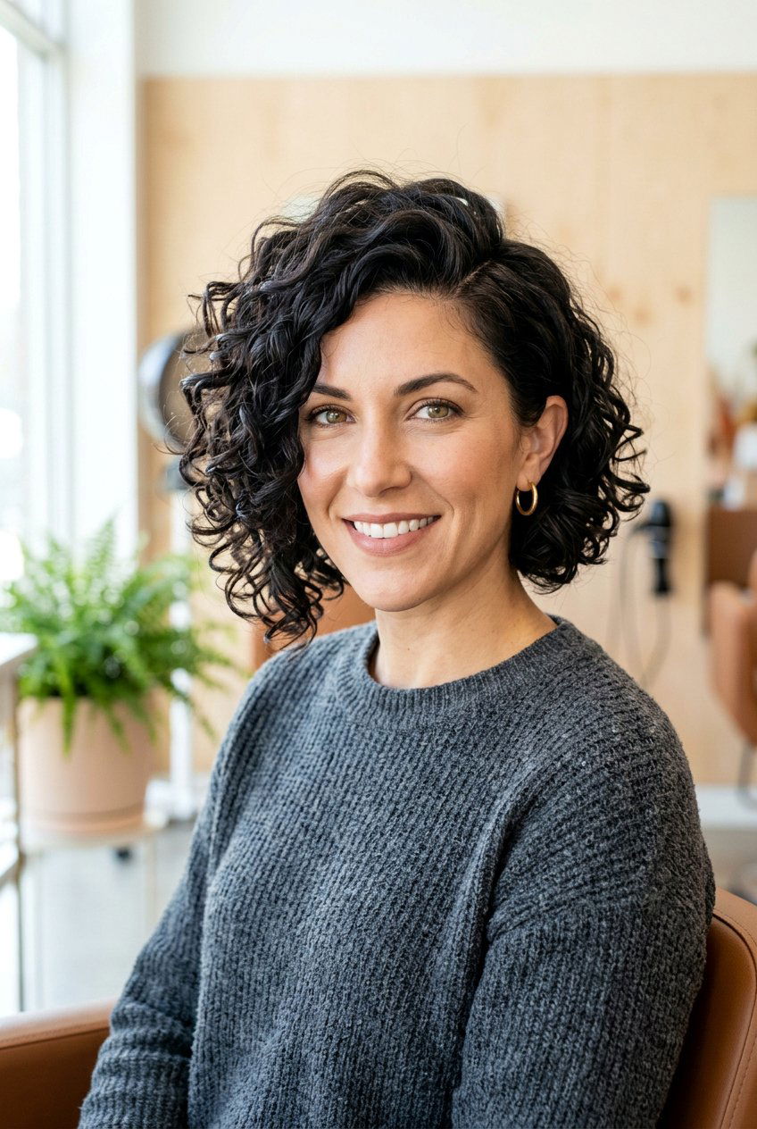 Side Parted Curly Bob - 20 curly hairstyles for medium hair - 20 curly hairstyles for medium hair