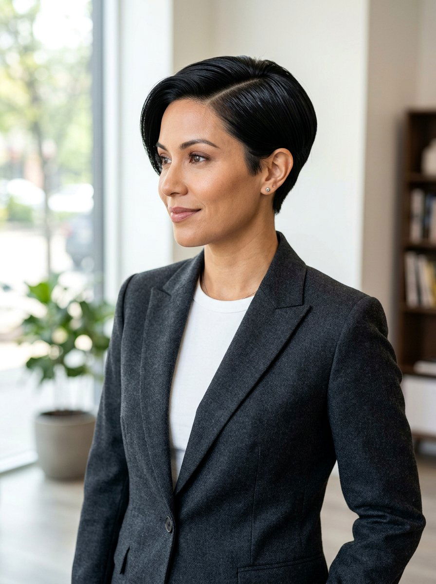 Side Parted Glossy Black Pixie Haircut - 20 glossy black pixie haircut - 20 glossy black pixie haircut