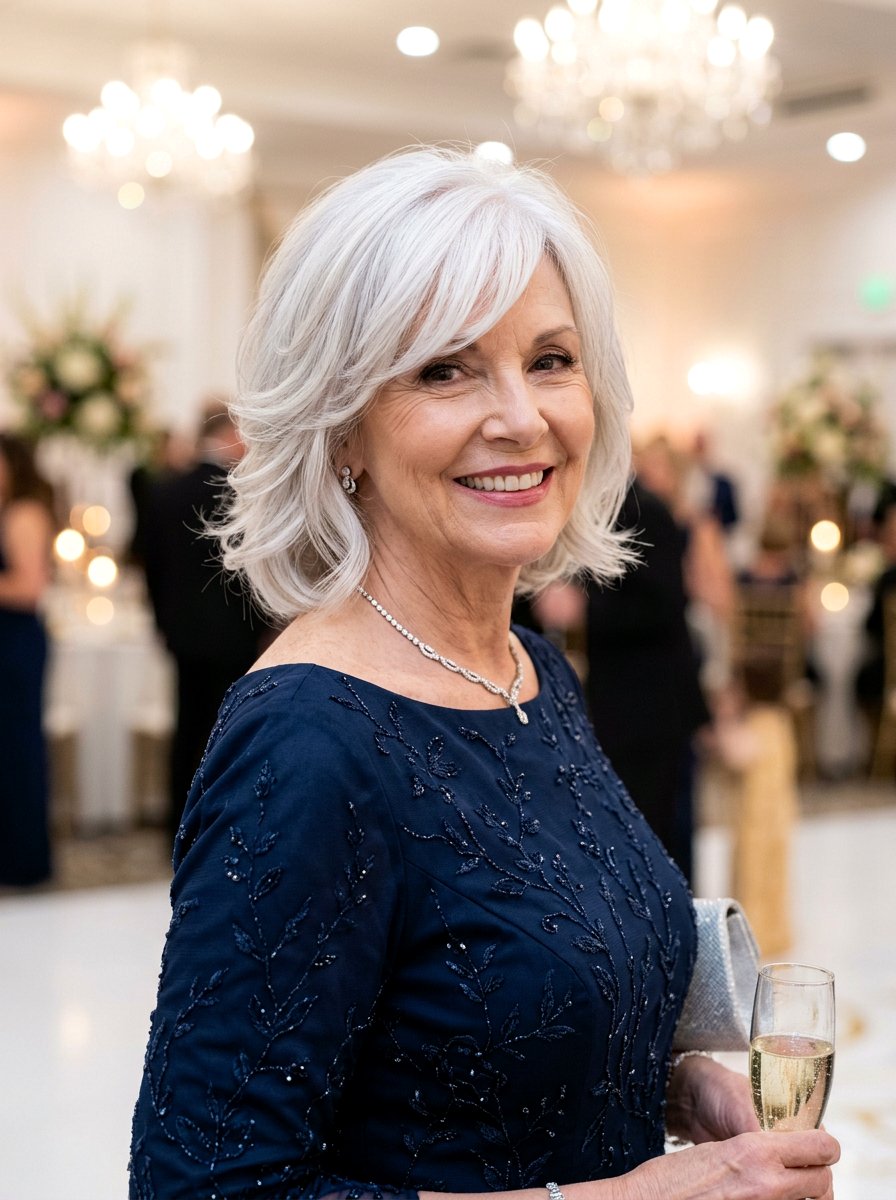 Side Parted Layered Bob - 20 layered bob for women over 70 - 20 layered bob for women over 70