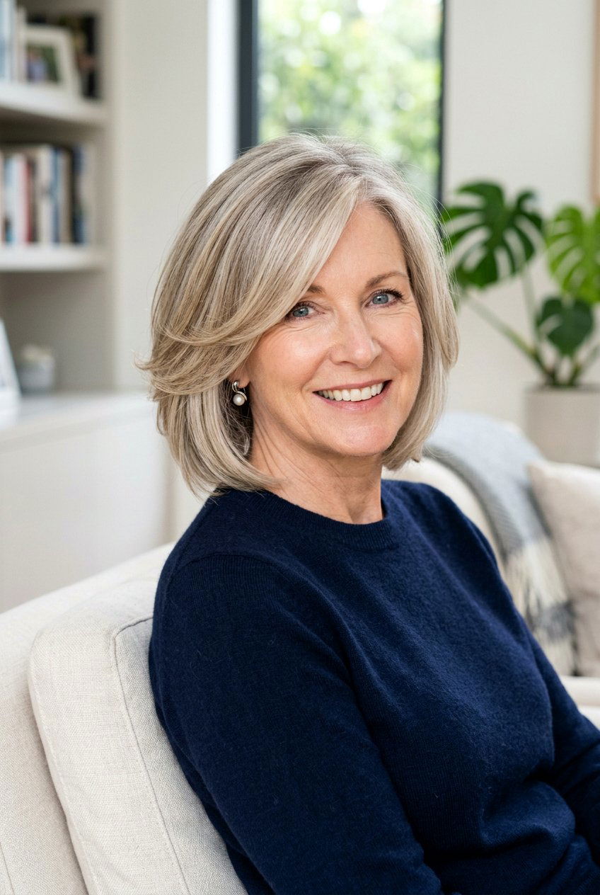 Side Parted Layered Bob - 20 layered bob for women over 50 - 20 layered bob for women over 50