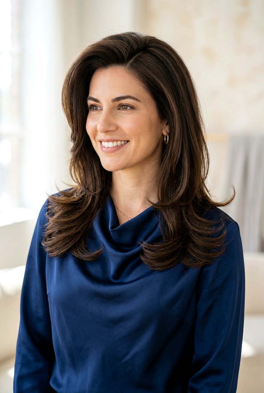 Side Parted Layered Cut - 20 mature women shoulder length haircut ideas - 20 mature women shoulder length haircut ideas