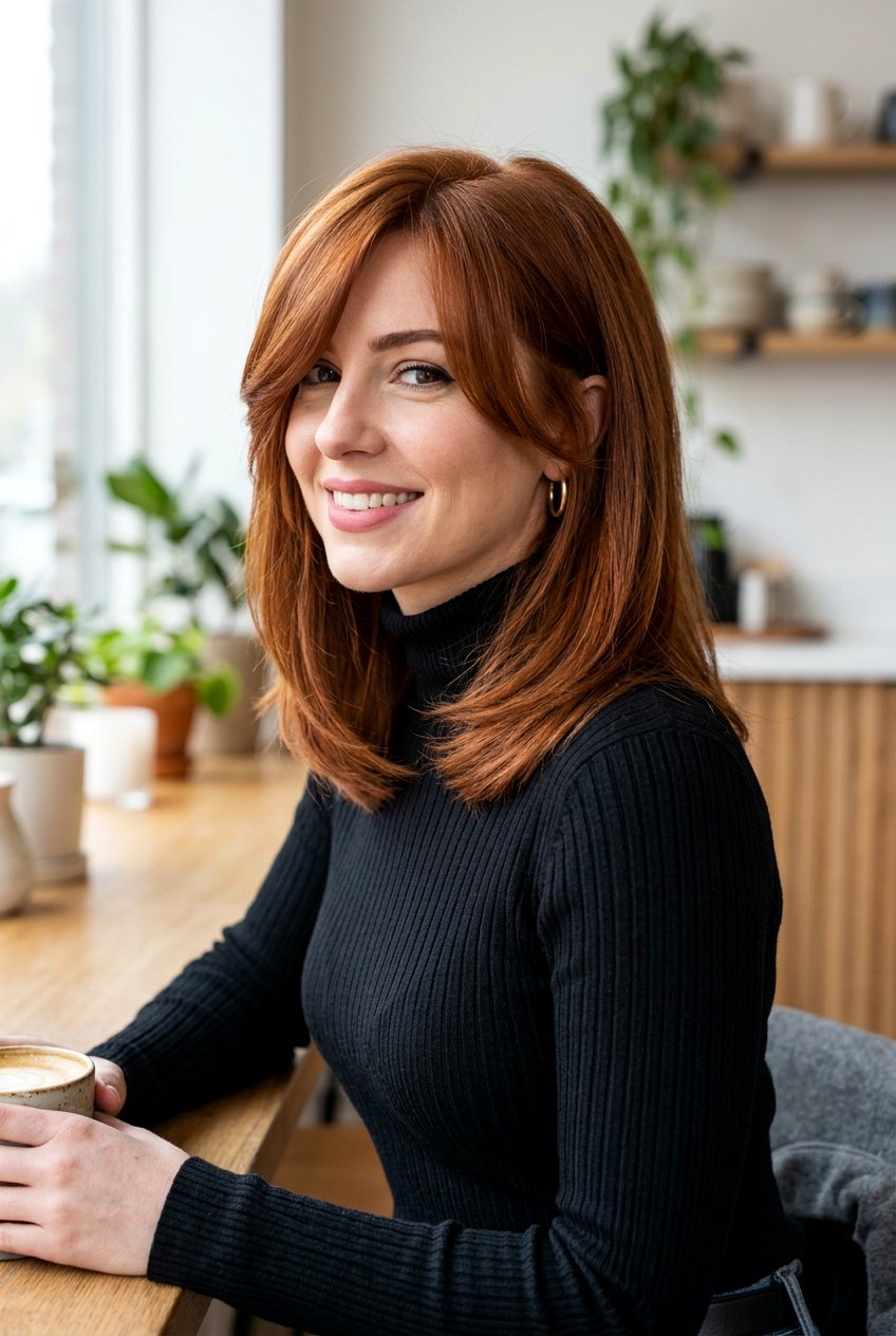 Side Parted Lob With Curtain Bangs - 20 curtain bangs with lob for fine hair - 20 curtain bangs with lob for fine hair