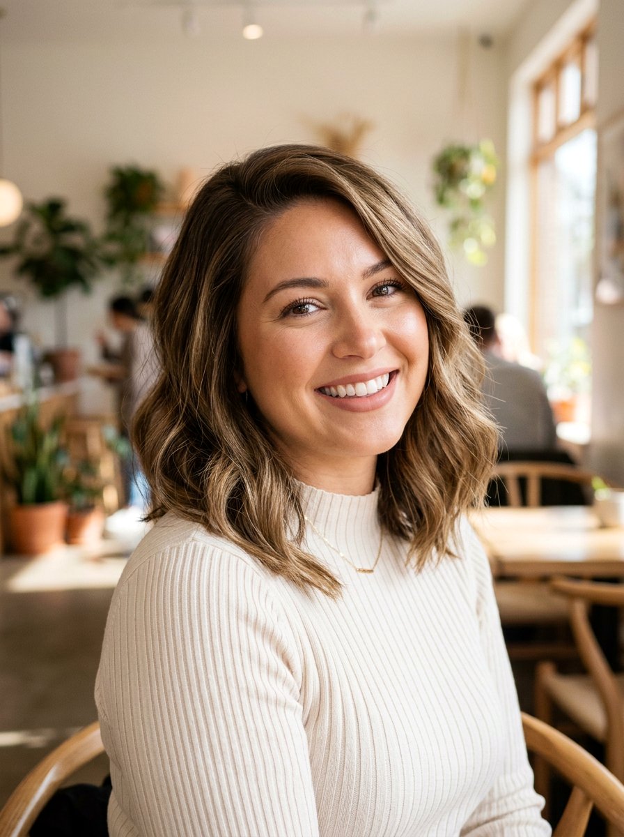 Side Parted Lob for Apple Face - 20 flattering haircut for apple face women - 20 flattering haircut for apple face women