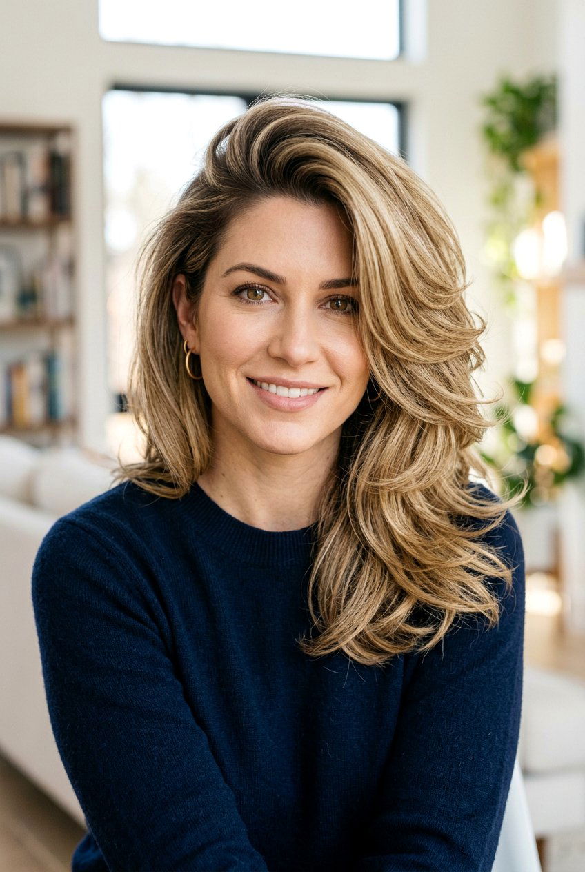 Side Parted Medium Layered Hair - 20 medium haircuts for thick hair - 20 medium haircuts for thick hair