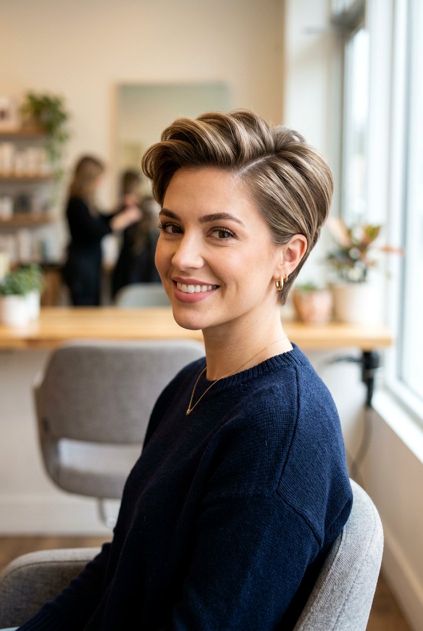 Side Parted Pixie Cut - 20 hairstyles for square faces - 20 hairstyles for square faces