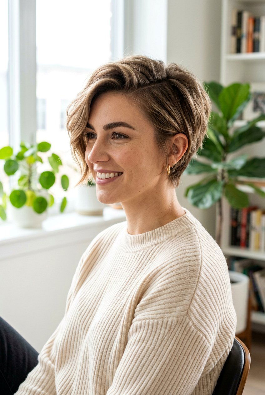 Side Parted Pixie - 20 low maintenance short haircuts - 20 low maintenance short haircuts