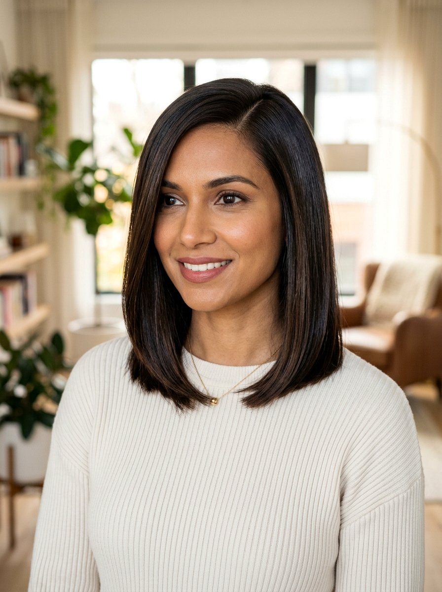 Side Parted Sleek Lob - 20 sleek bob for mature women - 20 sleek bob for mature women