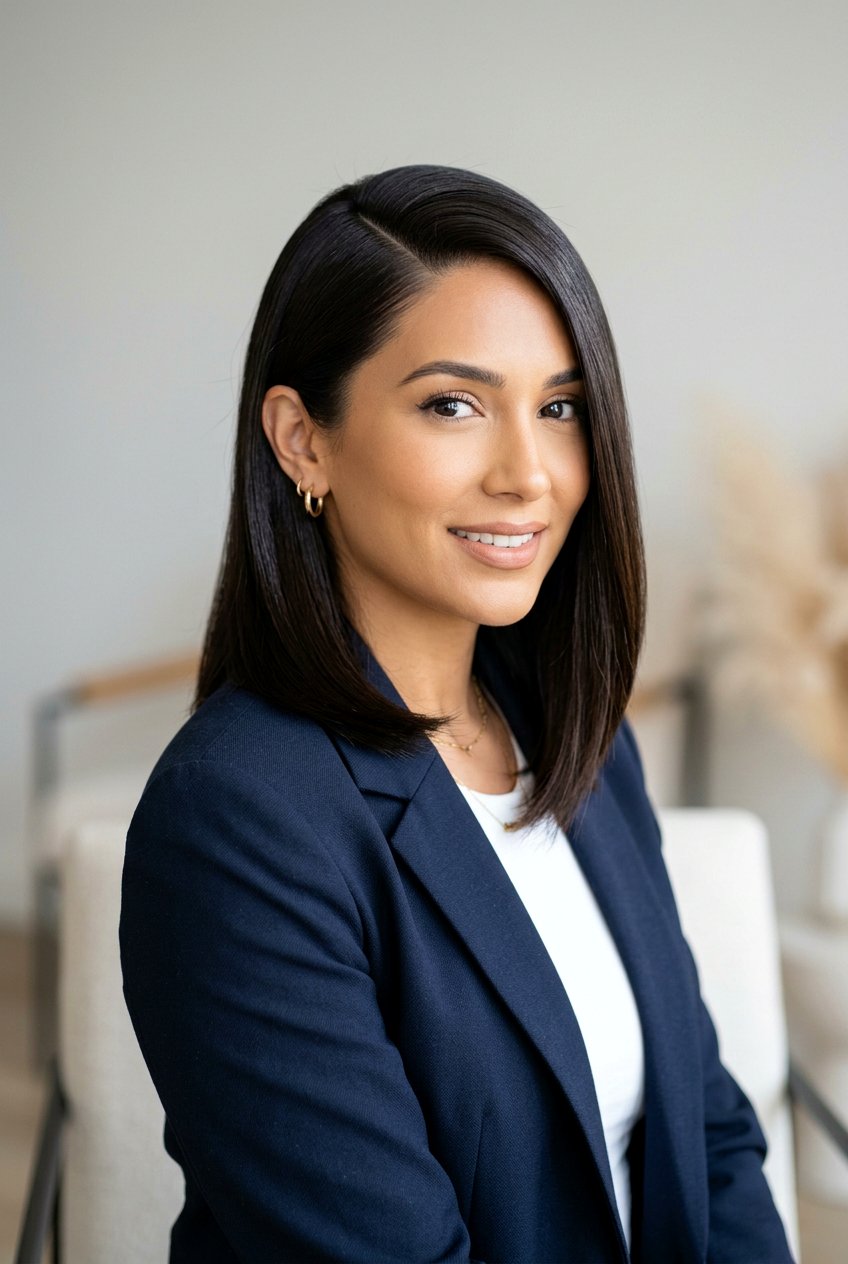 Side Parted Sleek Look - 20 hairstyles for straight hair - 20 hairstyles for straight hair