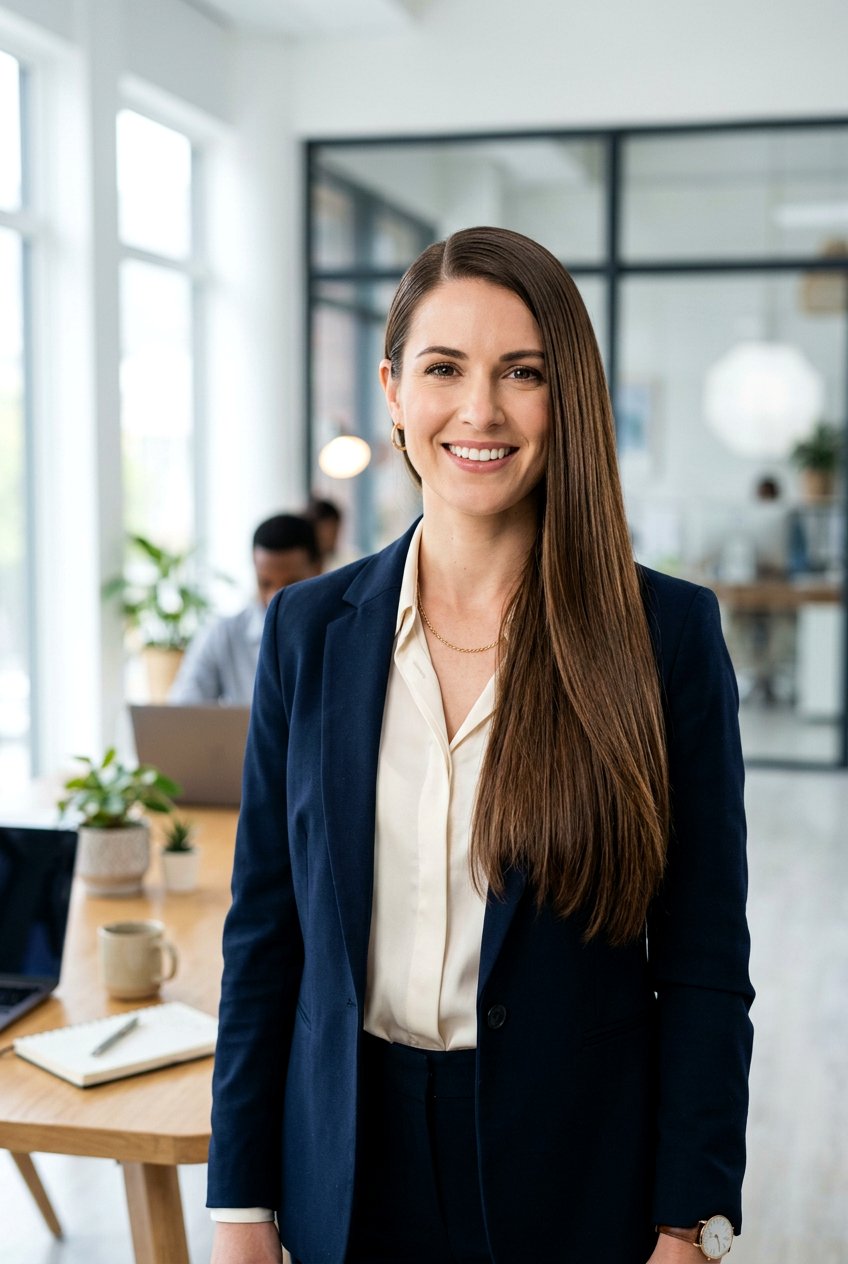 Side Parted Straight Long Hair For Office - 20 corporate hairstyles for women - 20 corporate hairstyles for women