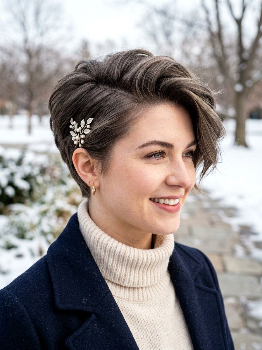 Side Parted Winter Pixie Haircut - 20 winter pixie haircut ideas - 20 winter pixie haircut ideas