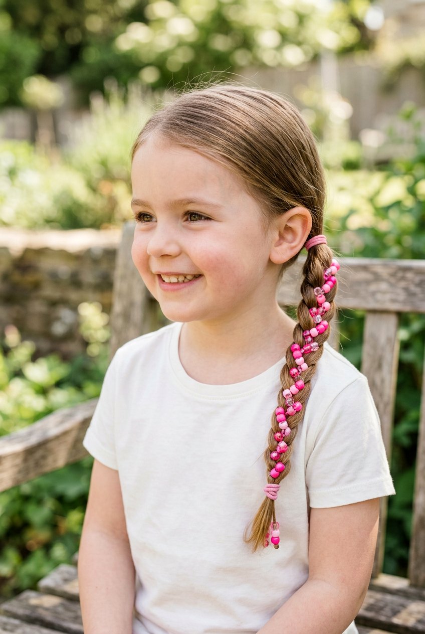 Side Ponytail With Beads For Little Girls - 20 bead hairstyles for little girls - 20 bead hairstyles for little girls