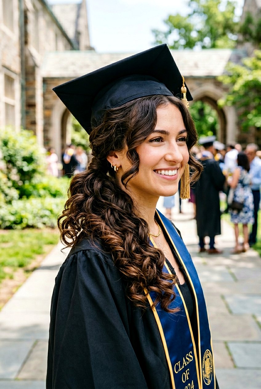20 Stunning Graduation Hairstyle With Ponytail Curls Ideas