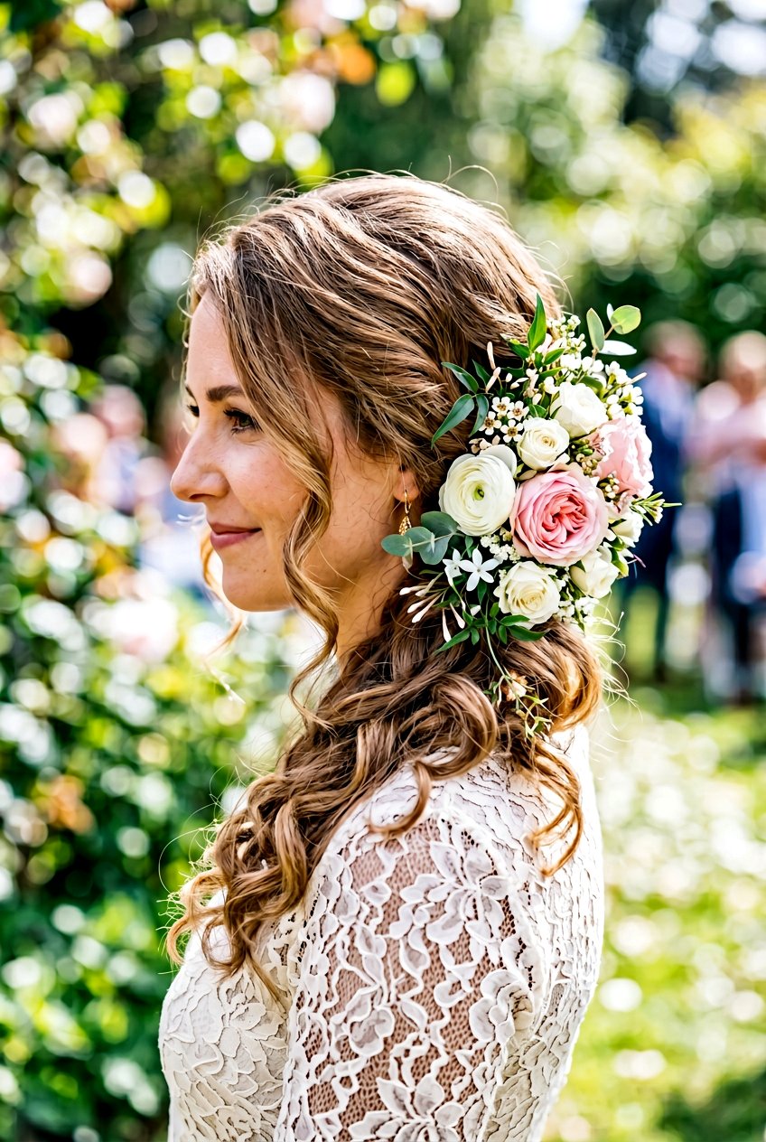 Side Ponytail With Fresh Flowers - 20 elegant bridal side ponytail - 20 elegant bridal side ponytail