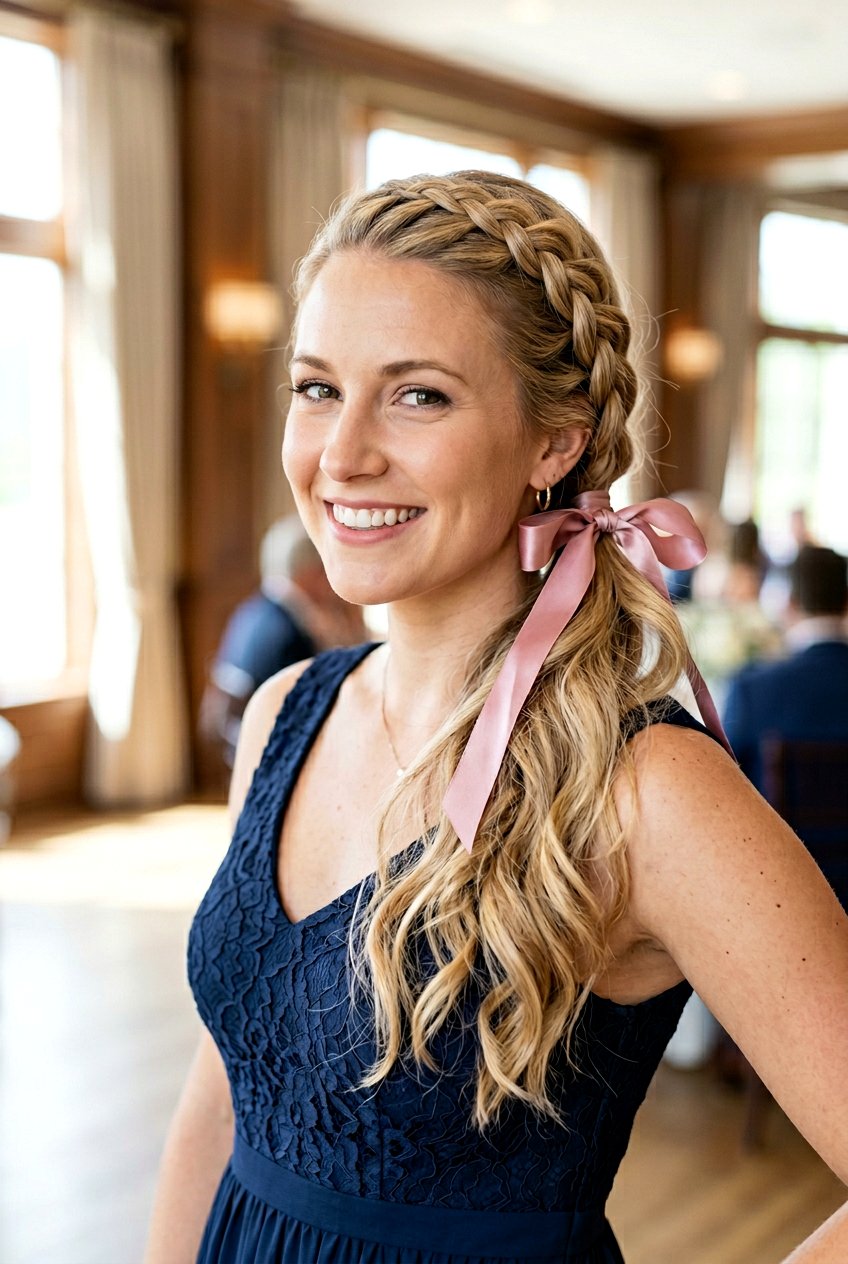 Side Ponytail With Ribbon And Dutch Braid - 20 side ponytail with ribbon - 20 side ponytail with ribbon