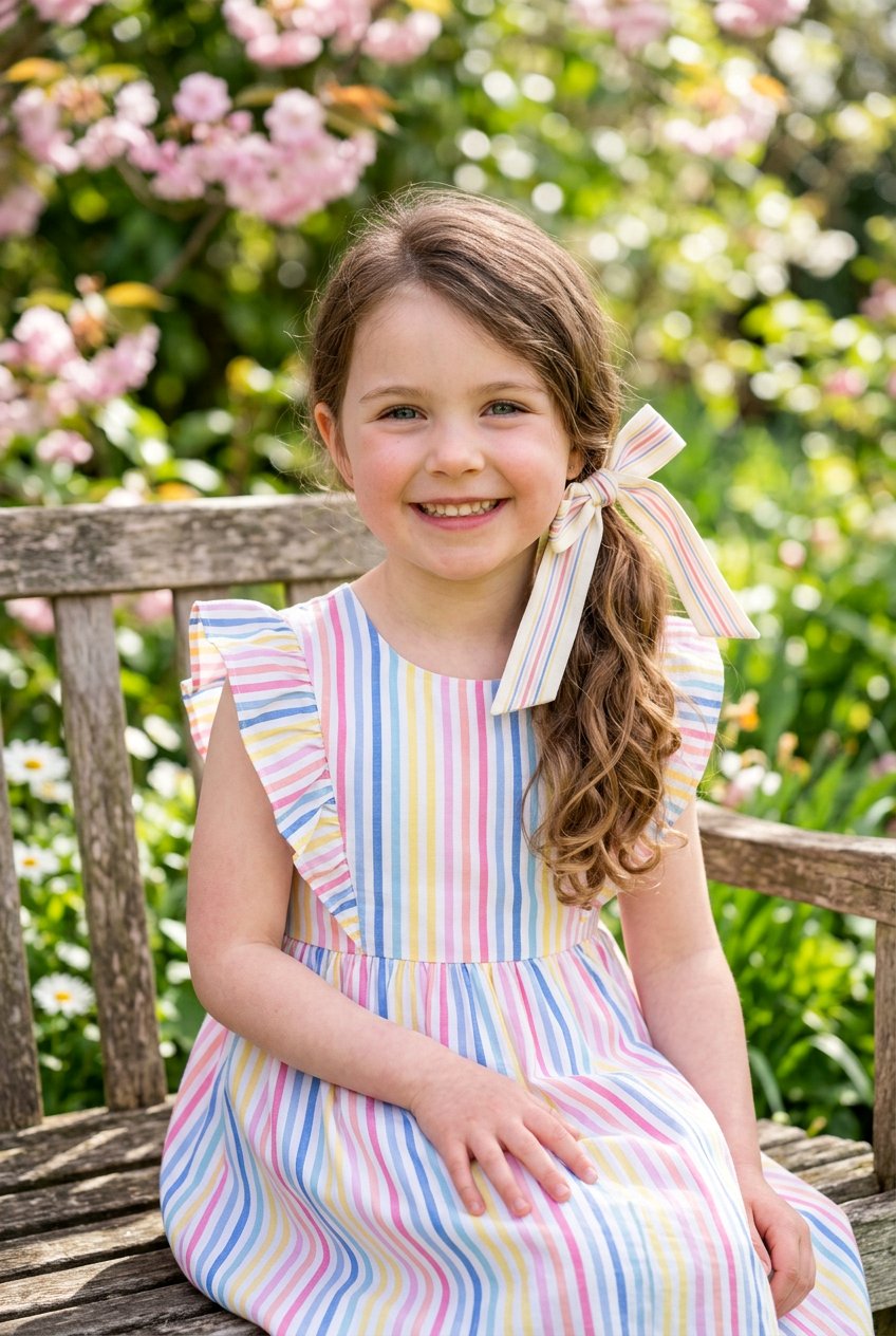 Side Ponytail With Ribbon Bow - 20 easter hairstyles for little girls with bows - 20 easter hairstyles for little girls with bows