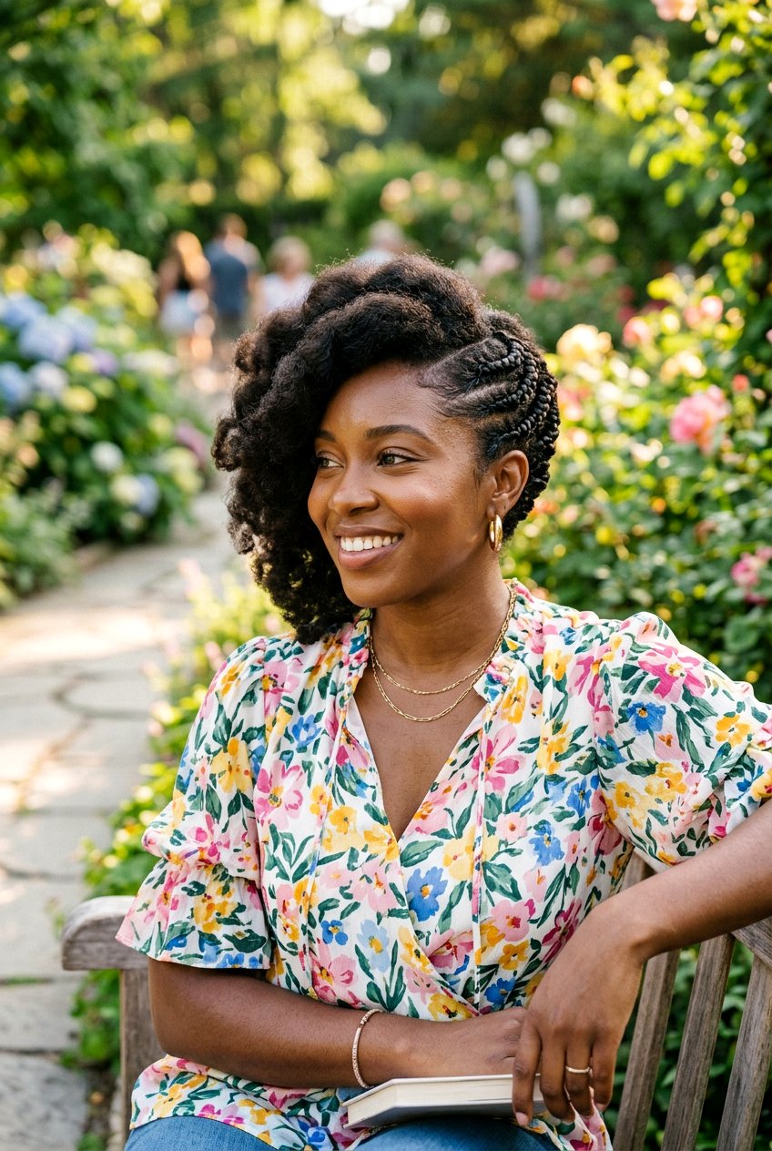 Side Puff with Finger Coils on One Side - 20 quick puff hairstyles for black women - 20 quick puff hairstyles for black women