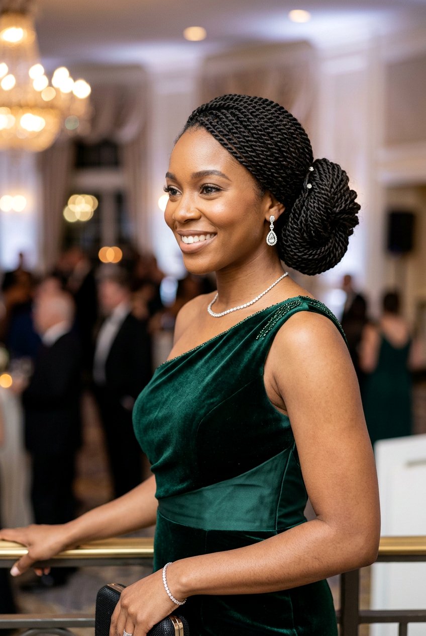 Side Senegalese Twist Bun - 20 senegalese twists bun for women - 20 senegalese twists bun for women