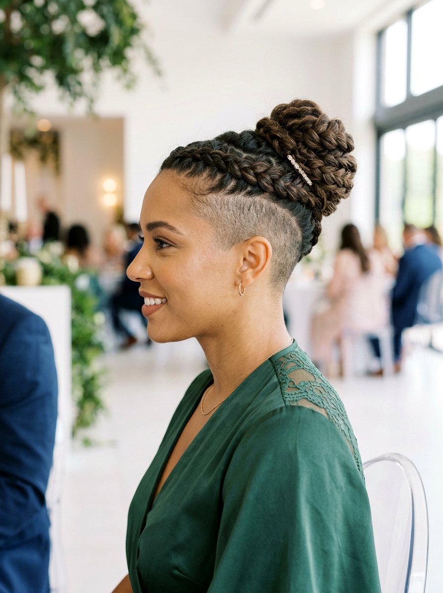 Side Shave Braided Bun Updo - 20 side shave braid hairstyle - 20 side shave braid hairstyle