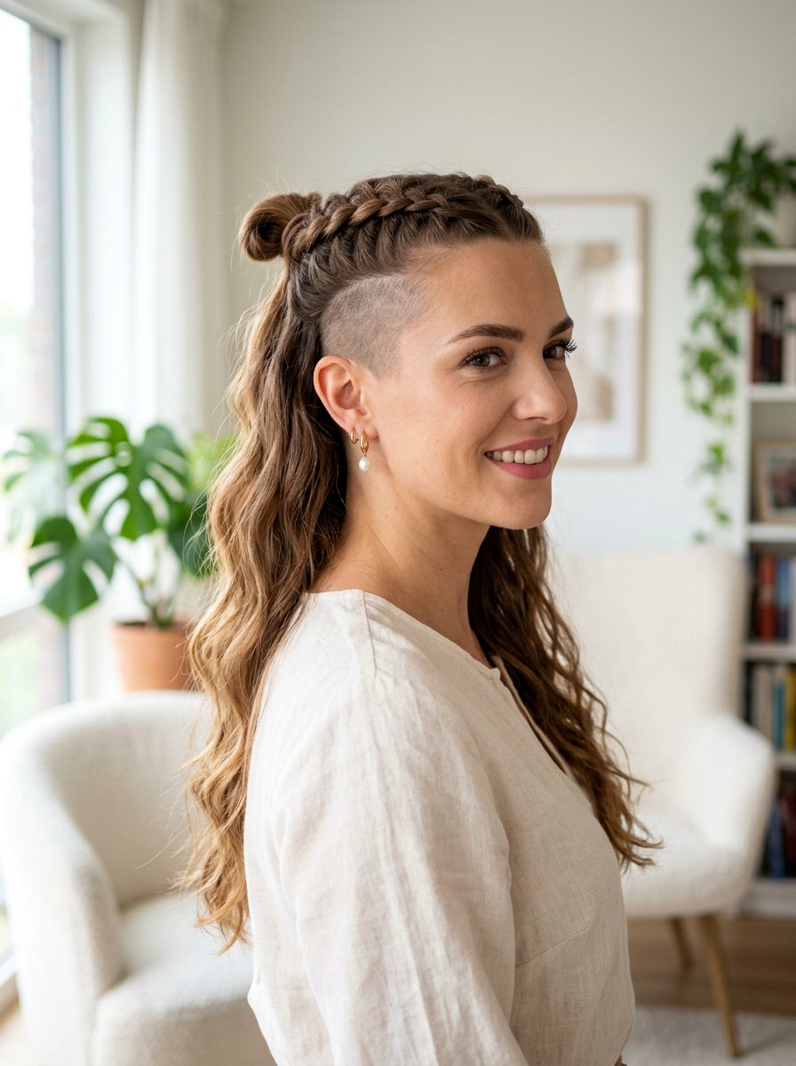 Side Shave Braided Half Up Hairstyle - 20 side shave braid hairstyle - 20 side shave braid hairstyle