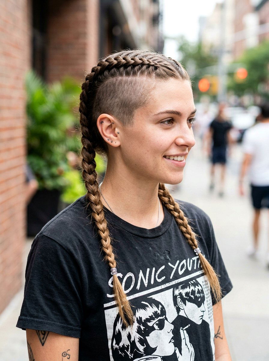 Side Shave Braided Pigtail Undercut - 20 side shave braid hairstyle - 20 side shave braid hairstyle