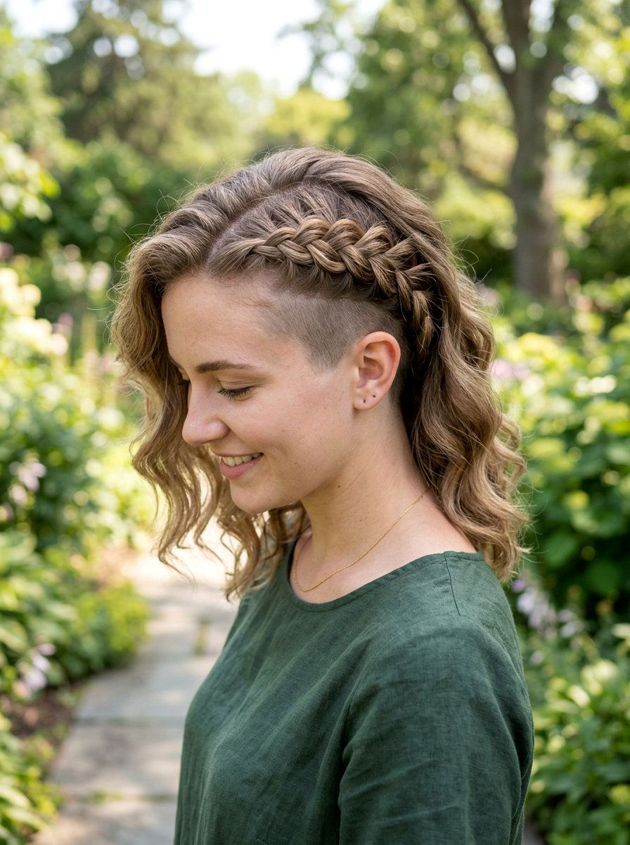 Side Shave Crown Braid With Undercut - 20 side shave braid hairstyle - 20 side shave braid hairstyle