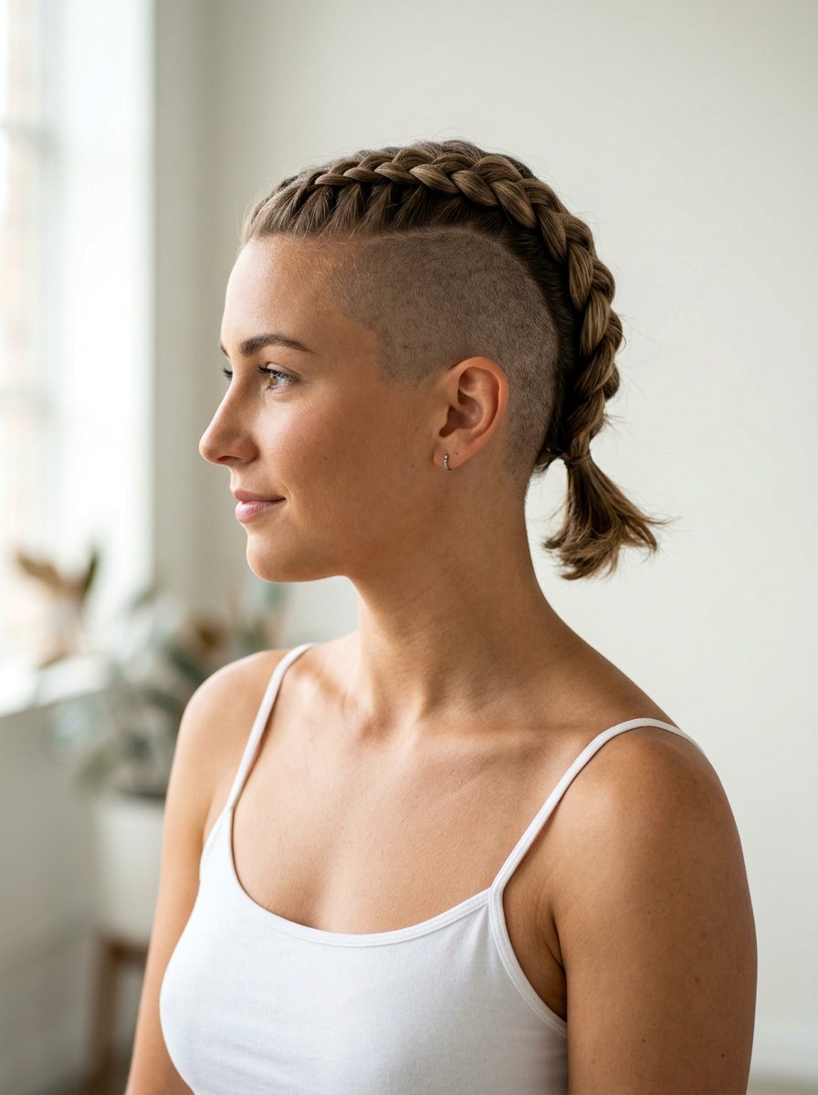 Side Shave Dutch Braid With Undercut - 20 side shave braid hairstyle - 20 side shave braid hairstyle