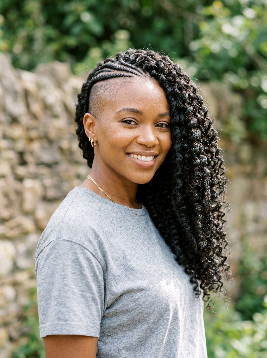 Side Shaved Crochet Hair Look - 20 side shaved natural hairstyle - 20 side shaved natural hairstyle