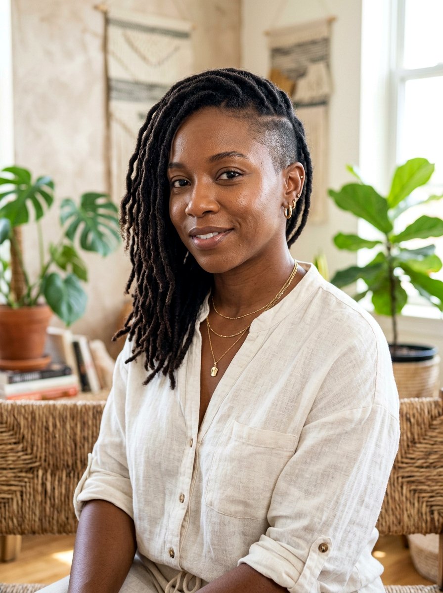 Side Shaved Natural Hair Locs - 20 side shaved natural hairstyle - 20 side shaved natural hairstyle