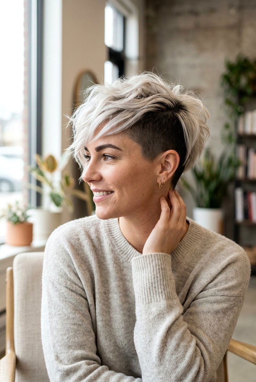 Side Shaved Pixie Haircut With Blonde Color - 20 side shaved pixie haircut - 20 side shaved pixie haircut