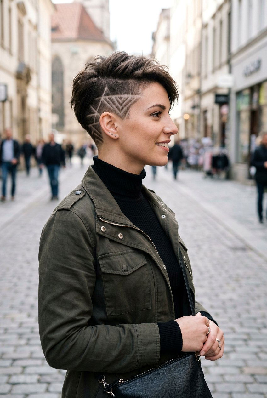 Side Shaved Pixie Haircut With Undercut Design - 20 side shaved pixie haircut - 20 side shaved pixie haircut