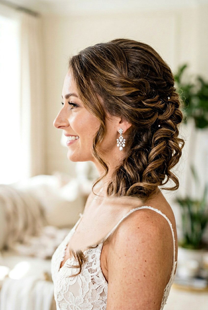 Side Soft Curls Updo - 20 soft curls updo hairstyle - 20 soft curls updo hairstyle
