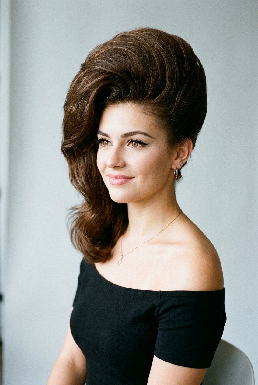 Side Swept 60s Beehive - 20 60s beehive hairstyle - 20 60s beehive hairstyle