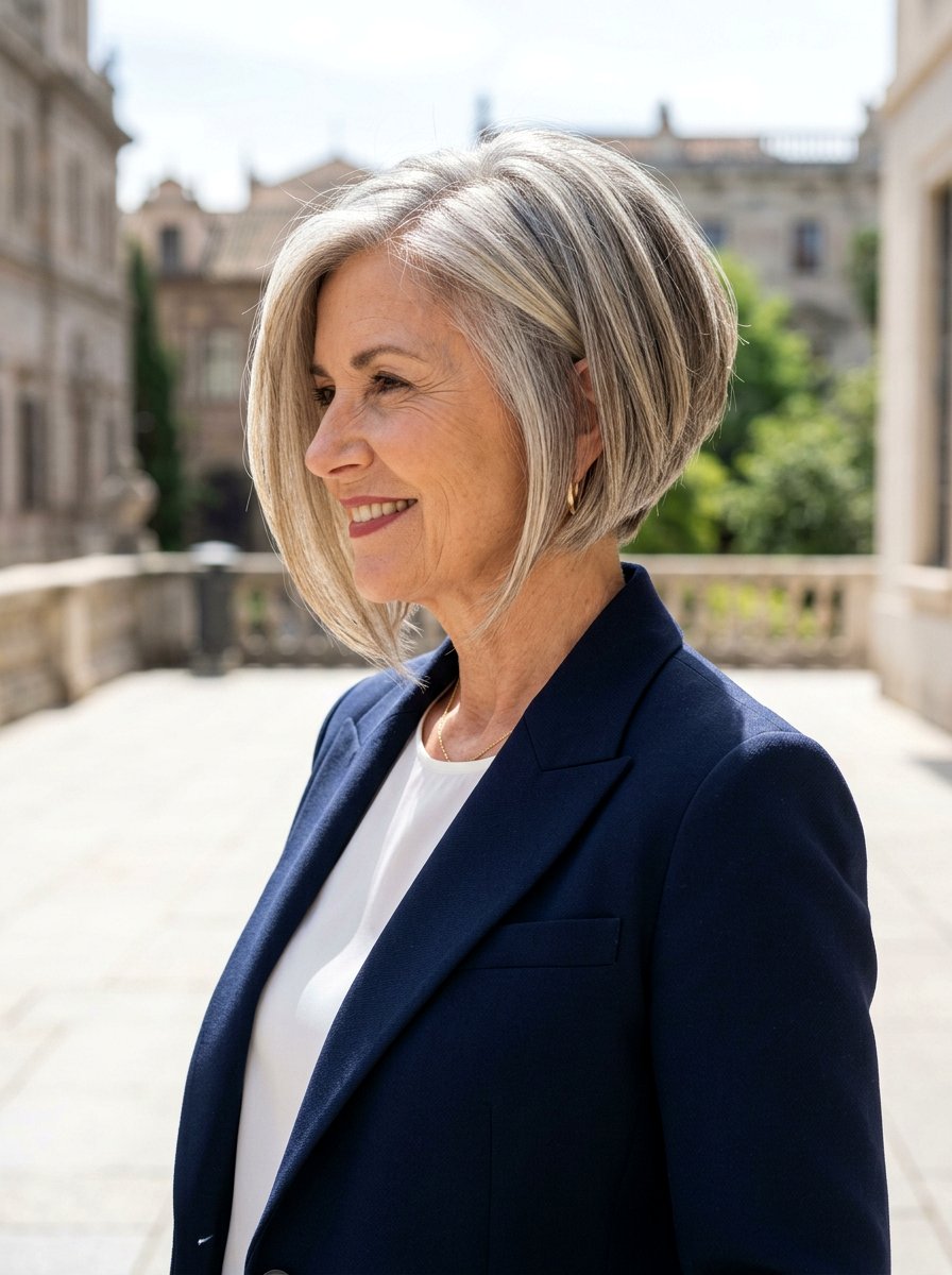 Side Swept Angled Bob For Older Women - 20 side swept hairstyle for older women - 20 side swept hairstyle for older women