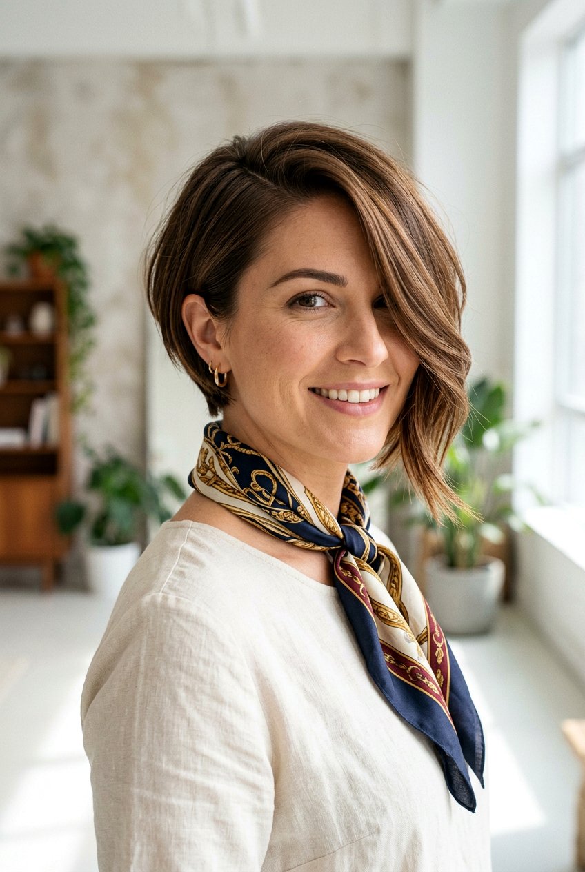 Side Swept Asymmetric Bob - 20 beach hairstyle for vacation photos - 20 beach hairstyle for vacation photos