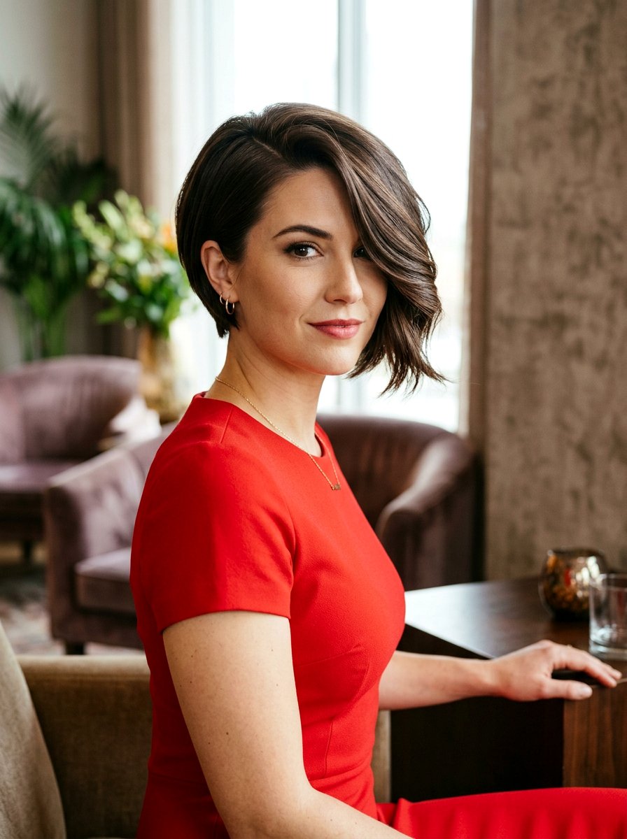 Side Swept Asymmetrical Bob - 20 date night hairstyle for shoulder length bob - 20 date night hairstyle for shoulder length bob