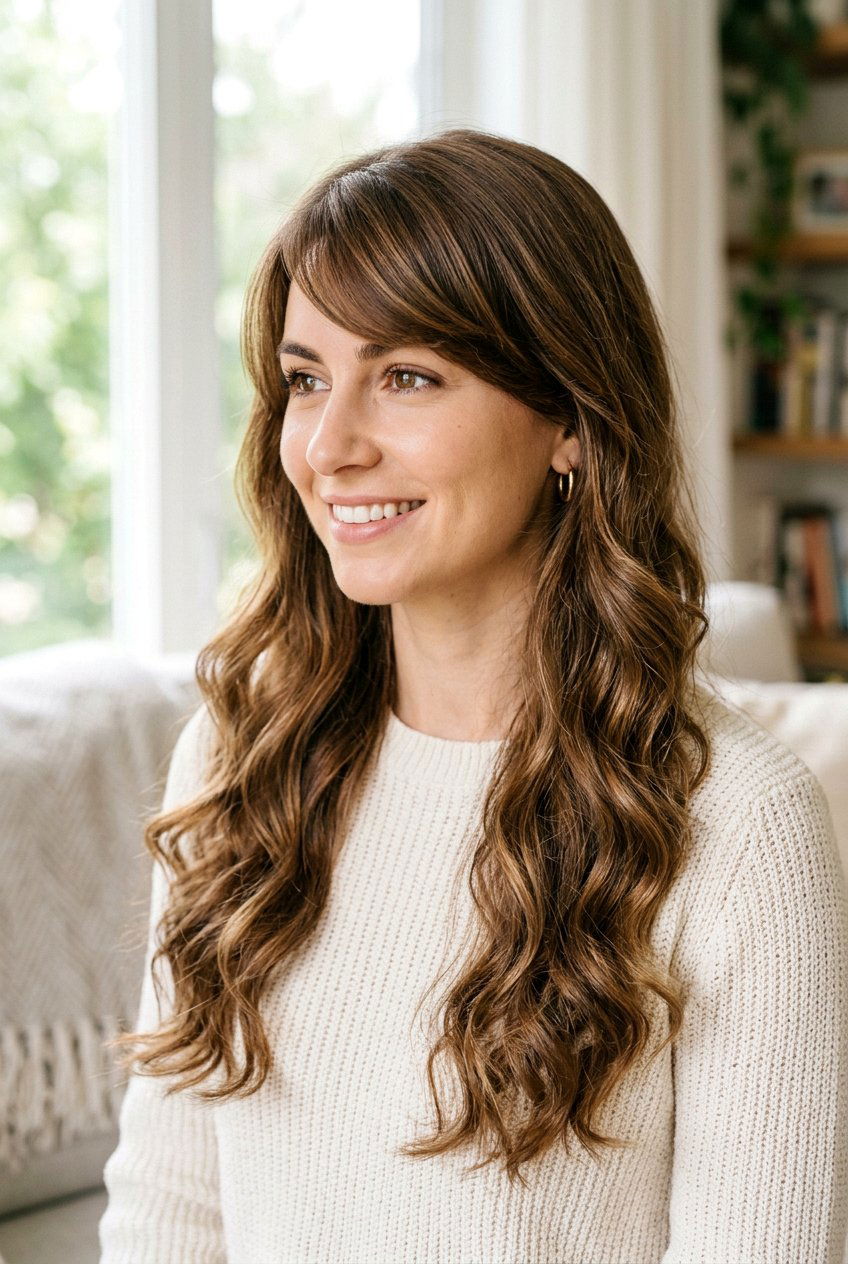 Side Swept Bangs - 20 haircuts for oval face shape - 20 haircuts for oval face shape