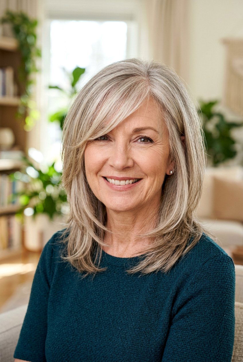 Side Swept Bangs - 20 rejuvenating hairstyles for women over 50 - 20 rejuvenating hairstyles for women over 50