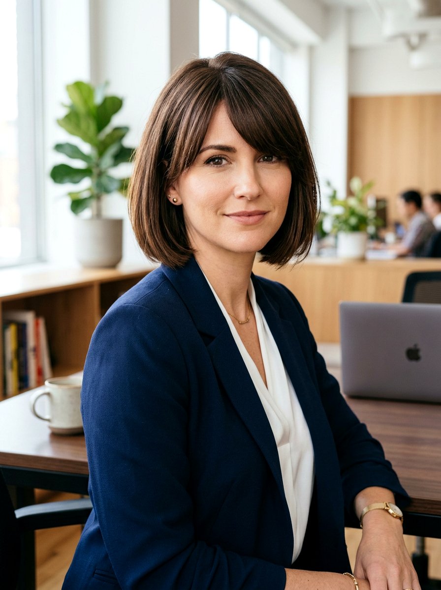 Side Swept Bangs Bob - 20 hairstyle to soften cheekbones women - 20 hairstyle to soften cheekbones women