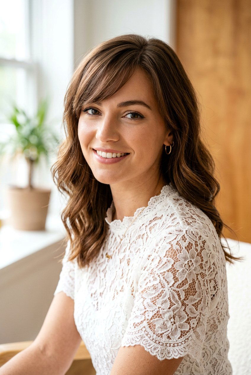 Side Swept Bangs For Hairline - 20 haircut for postpartum regrowth - 20 haircut for postpartum regrowth