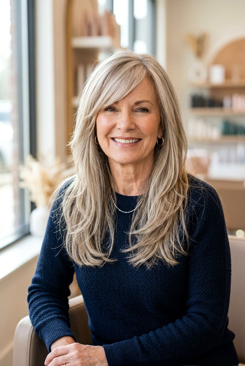 Side Swept Bangs Long Haircut Over 60 - 20 long haircut for women over 60 - 20 long haircut for women over 60