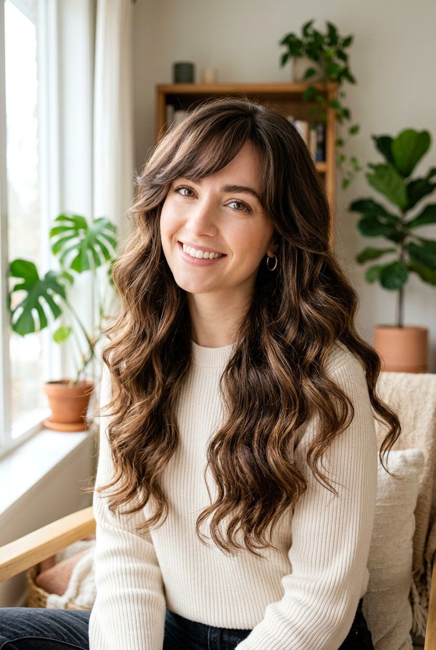 Side Swept Bangs Long Waves - 20 side bangs for long hair - 20 side bangs for long hair
