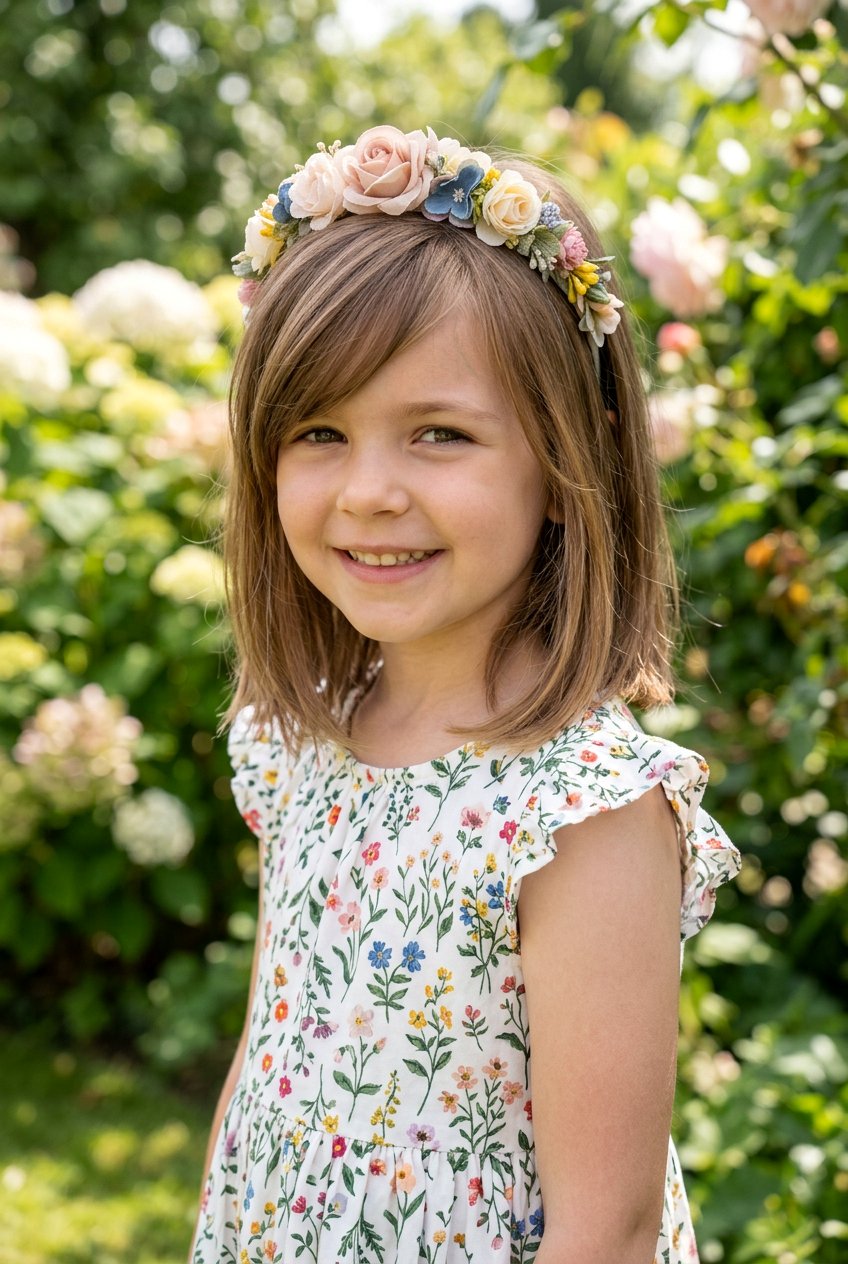 Side Swept Bangs With Lob - 20 shoulder length haircut for little girls - 20 shoulder length haircut for little girls