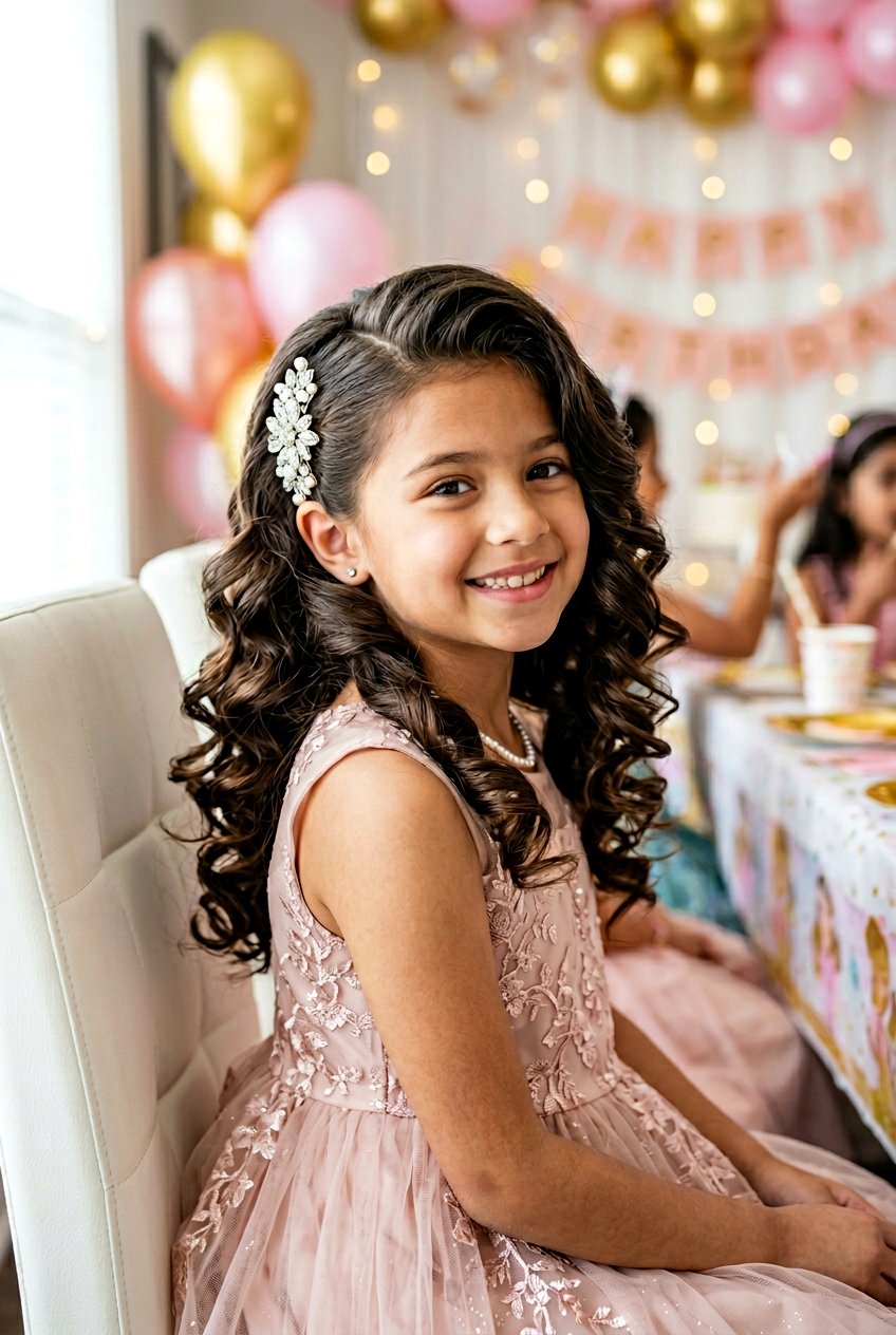 Side Swept Birthday Curls - 20 birthday hairstyles for girls - 20 birthday hairstyles for girls