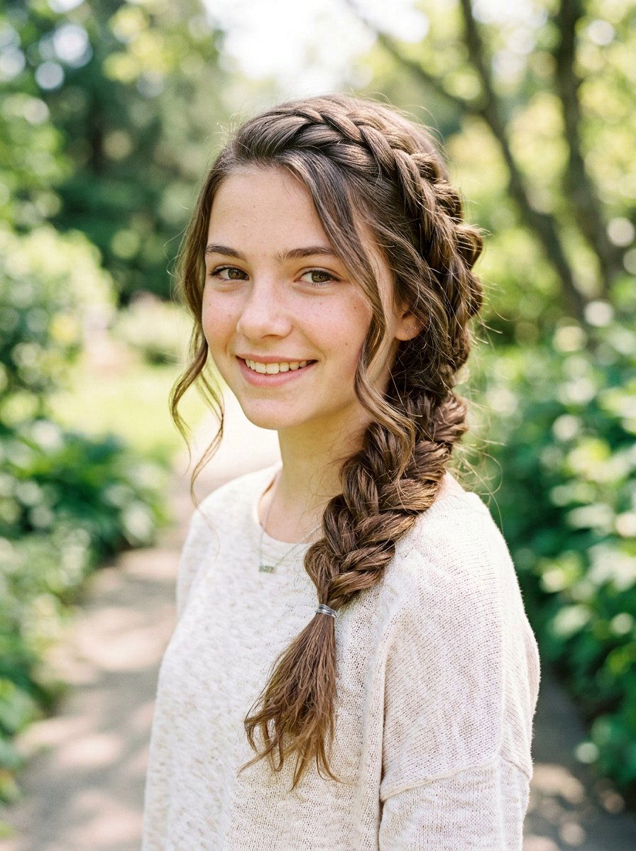 Side Swept Braid - 20 cute braided hairstyle ideas for girls - 20 cute braided hairstyle ideas for girls