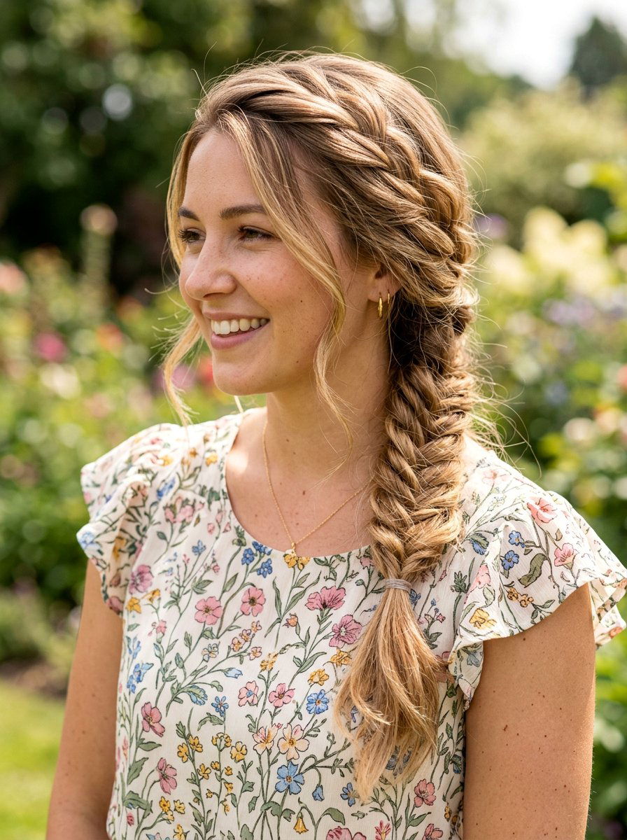 Side Swept Braid - 20 simple hairstyle for graduation day - 20 simple hairstyle for graduation day