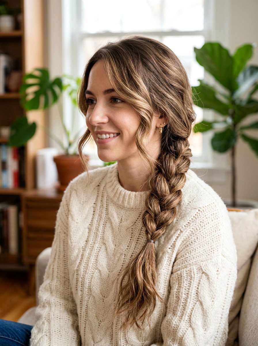 Side Swept Braid Hairstyle - 20 easy hairstyle for office rush - 20 easy hairstyle for office rush