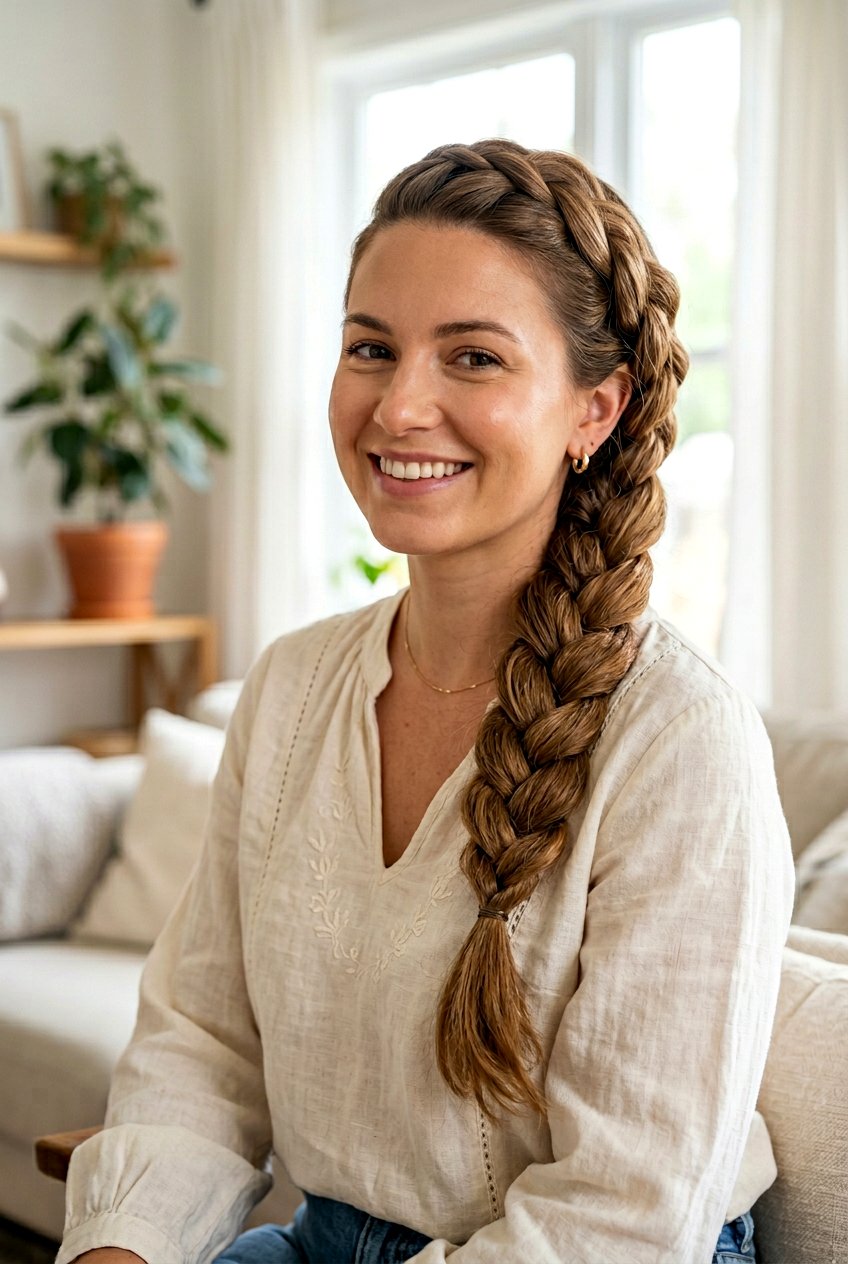 Side Swept Braid - 20 easy corporate hairstyle for long hair - 20 easy corporate hairstyle for long hair
