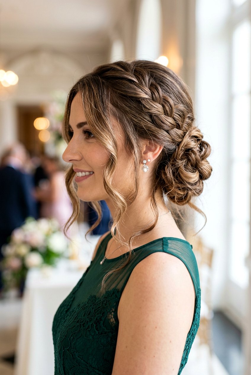 Side Swept Braided Bun With Loose Face Framing Strands - 20 braided bun with face framing strands - 20 braided bun with face framing strands