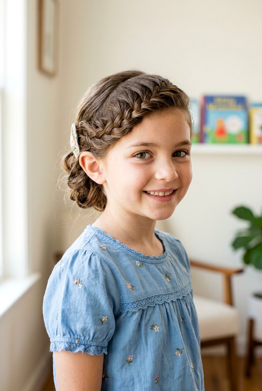 Side Swept Braided Crown - 20 little girls braided crown hairstyle - 20 little girls braided crown hairstyle